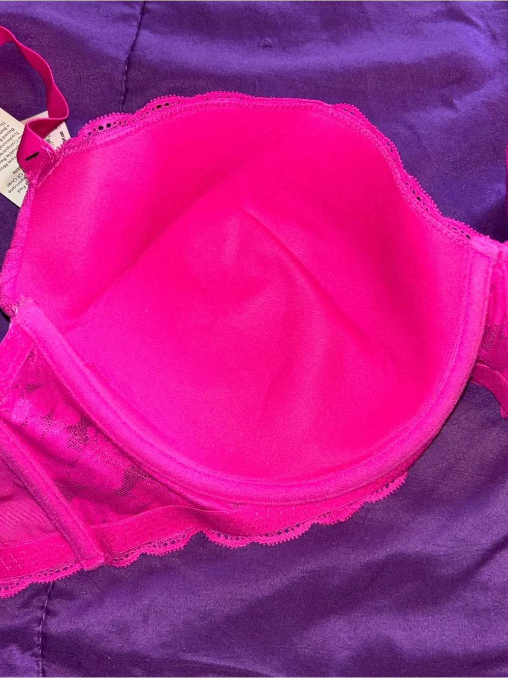 No Boundaries Bright Pink Lace Balconette Bra